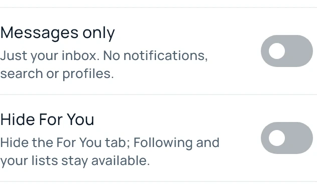 Still Social X Messages only and Hide For You settings