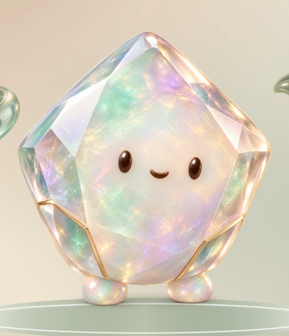 Prism, the crystal Companion, captured inside Still Social