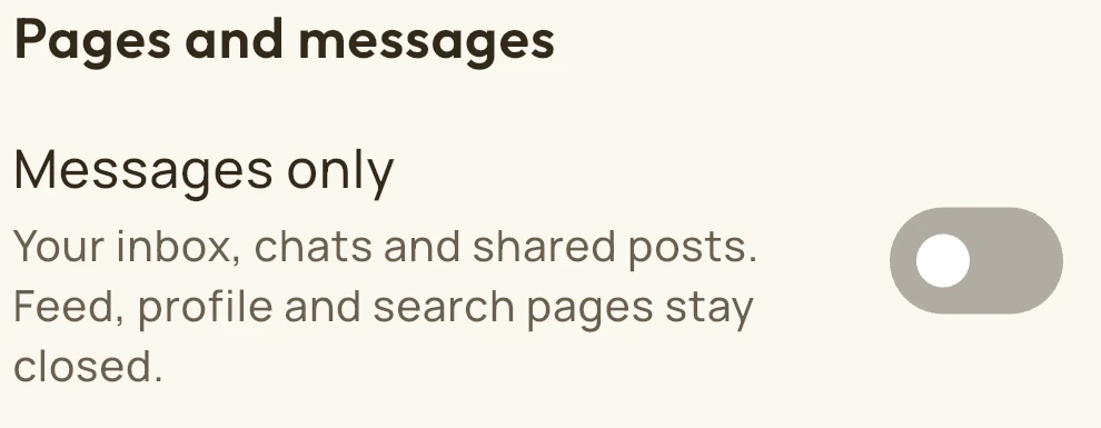 Still Social TikTok Messages only setting